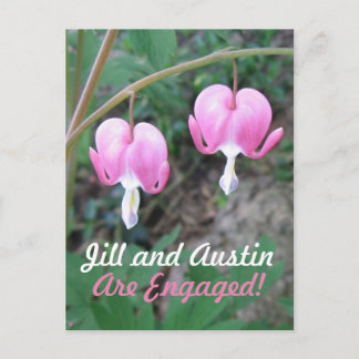 Carte Postale Faire-part Annonce de fiançailles Pink Bleeding Hearts