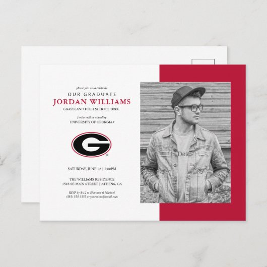 Carte Postale Faire-part Annonce de futur diplômé de Géorgie (Devant / Derrière)