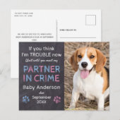 Carte Postale Faire-part Annonce de grossesse de chien complice de crime (Devant / Derrière)