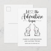 Carte Postale Faire-part Annonce de grossesse de jumeaux éléphants mignons (Devant / Derrière)