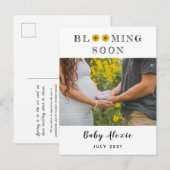 Carte Postale Faire-part Annonce de grossesse/naissance de marguerite en fl (Devant / Derrière)