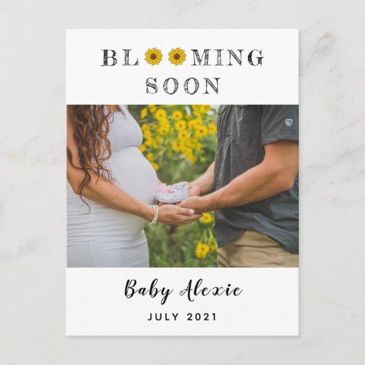 Carte Postale Faire-part Annonce de grossesse/naissance de marguerite en fl (Devant)