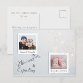 Carte Postale Faire-part Annonce de grossesse pour Noël en photo moderne (Devant / Derrière)