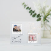 Carte Postale Faire-part Annonce de grossesse pour Noël en photo moderne (Debout devant)