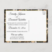 Carte Postale Faire-part Annonce de mariage tout juste marié à fleurs noire (Dos)