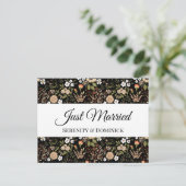 Carte Postale Faire-part Annonce de mariage tout juste marié à fleurs noire (Debout devant)