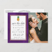 Carte Postale Faire-part Annonce de mariage Tropical Pineapple Save The Dat (Devant / Derrière)