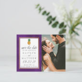 Carte Postale Faire-part Annonce de mariage Tropical Pineapple Save The Dat (Debout devant)