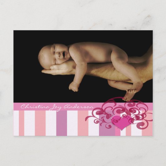 Carte Postale Faire-part Annonce de Naissance Bébé Fille - (Devant)