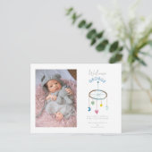 Carte Postale Faire-part Annonce de naissance bébé mobile photo adorable (Debout devant)