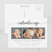 Carte Postale Faire-part Annonce de naissance de bébé 3 photos (Devant / Derrière)