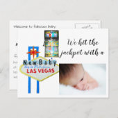 Carte Postale Faire-part Annonce de naissance de bébé à Las Vegas (Devant / Derrière)