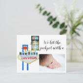 Carte Postale Faire-part Annonce de naissance de bébé à Las Vegas (Debout devant)