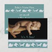 Carte Postale Faire-part Annonce de naissance de garçon (Devant / Derrière)