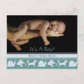 Carte Postale Faire-part Annonce de naissance de garçon (Devant)