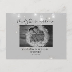 Carte Postale Faire-part Annonce de naissance de jumeaux photo noir et blan