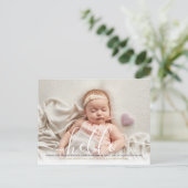 Carte Postale Faire-part Annonce de naissance élégante avec écriture Hello  (Debout devant)