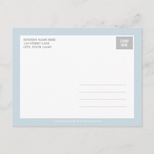 Carte Postale Faire-part Annonce de naissance élégante - Bleu (Dos)