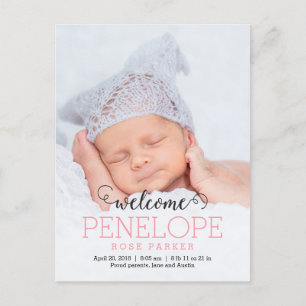 Carte Postale Faire-part Annonce de naissance moderne DÉLICIEUSE