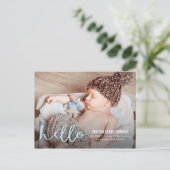 Carte Postale Faire-part Annonce de naissance moderne HELLO (Debout devant)