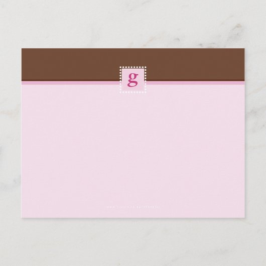 Carte Postale Faire-part ANnonce de naissance :: monogramme1 - fille (Dos)