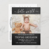 Carte Postale Faire-part Annonce de naissance photo avec tableau noir à la  (Devant / Derrière)