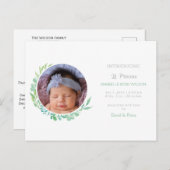 Carte Postale Faire-part Annonce de naissance photo de bébé Nouvelle verdur (Devant / Derrière)