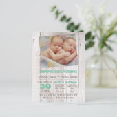 Carte Postale Faire-part Annonce de naissance photo des jumeaux Whitewash G (Debout devant)