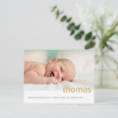 Carte Postale Faire-part Annonce de naissance photo nom gras simple bébé (Debout devant)