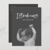 Carte Postale Faire-part Annonce de naissance photo texte écriture aquarell (Devant / Derrière)