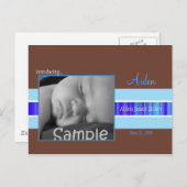 Carte Postale Faire-part Annonce de naissance Ruban Bleu (Devant / Derrière)