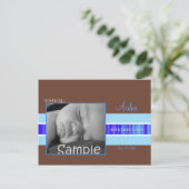 Carte Postale Faire-part Annonce de naissance Ruban Bleu (Debout devant)