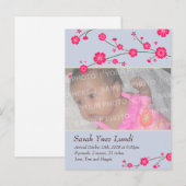 Carte Postale Faire-part Annonce de naissance sous les fleurs de cerisier (Devant / Derrière)