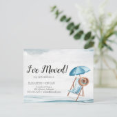 Carte Postale Faire-part Annonce de nouvelle adresse de chaise de plage et (Debout devant)