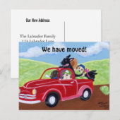 Carte Postale Faire-part Annonce de nouvelle adresse des Red Truck Labrador (Devant / Derrière)