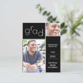 Carte Postale Faire-part Annonce de photo double noir diplômé (Debout devant)