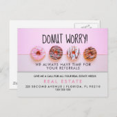 Carte Postale Faire-part Annonce de recommandations de beignet immobilier  (Devant / Derrière)