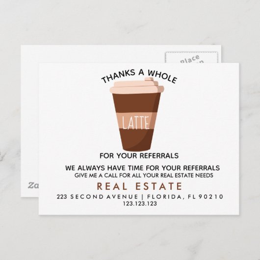 Carte Postale Faire-part Annonce de recommandations de café immobilier (Devant / Derrière)