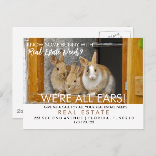 Carte Postale Faire-part Annonce de recommandations de lapin de Pâques pour (Devant / Derrière)