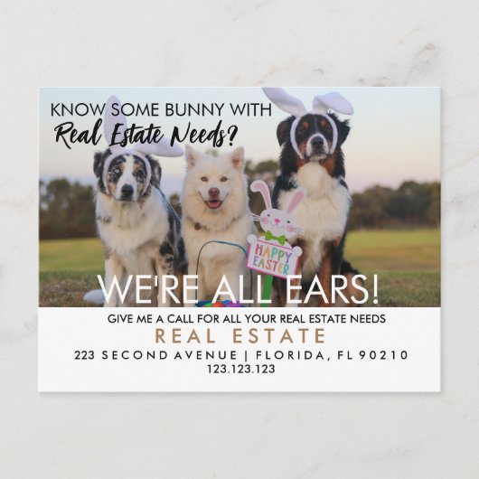 Carte Postale Faire-part Annonce de recommandations de lapin de Pâques pour (Devant)