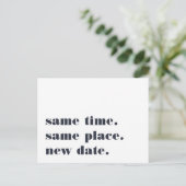 Carte Postale Faire-part Annonce de report de mariage moderne | Marine (Debout devant)