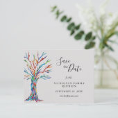 Carte Postale Faire-part Annonce de réunion de famille de l'arbre coloré él (Debout devant)