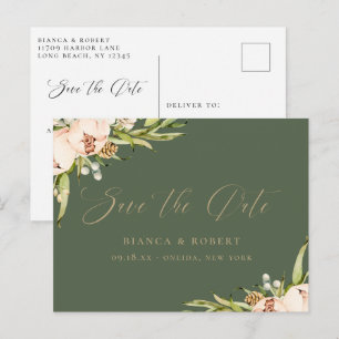 Carte Postale Faire-part Annonce de sauvegarde de date de forêt florale bot