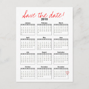 Carte Postale Faire-part Annonce de sauvegarde de la date du calendrier 201