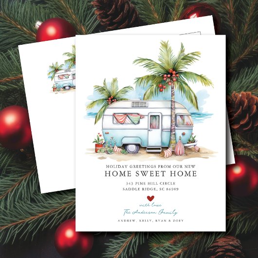 Carte Postale Faire-part Annonce de vacances en camping-car rétro