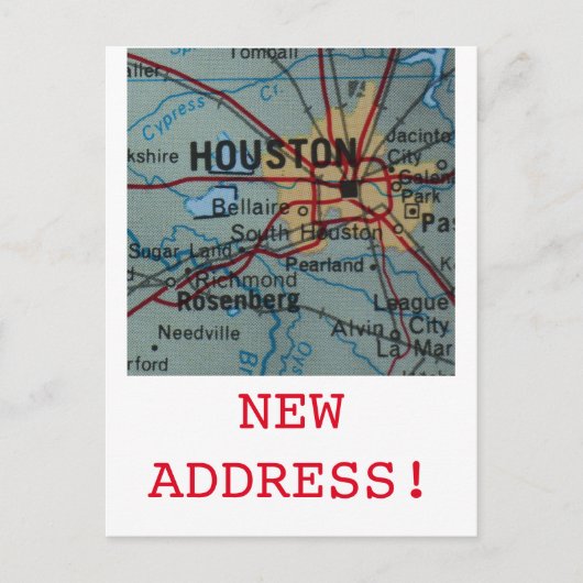 Carte Postale Faire-part Annonce d'une nouvelle adresse à Houston (Devant)