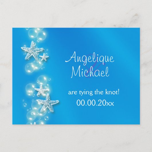 Carte Postale Faire-part Annonce étoile de mer de plage bleu blanc (Devant)