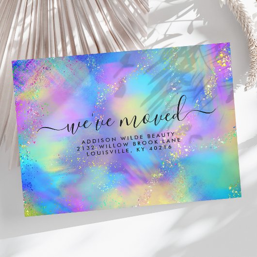 Carte Postale Faire-part Annonce mobile iridescente holographique opale