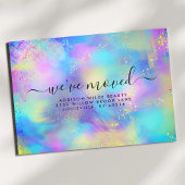 Carte Postale Faire-part Annonce mobile iridescente holographique opale