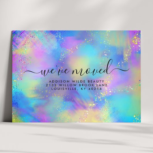 Carte Postale Faire-part Annonce mobile iridescente holographique opale